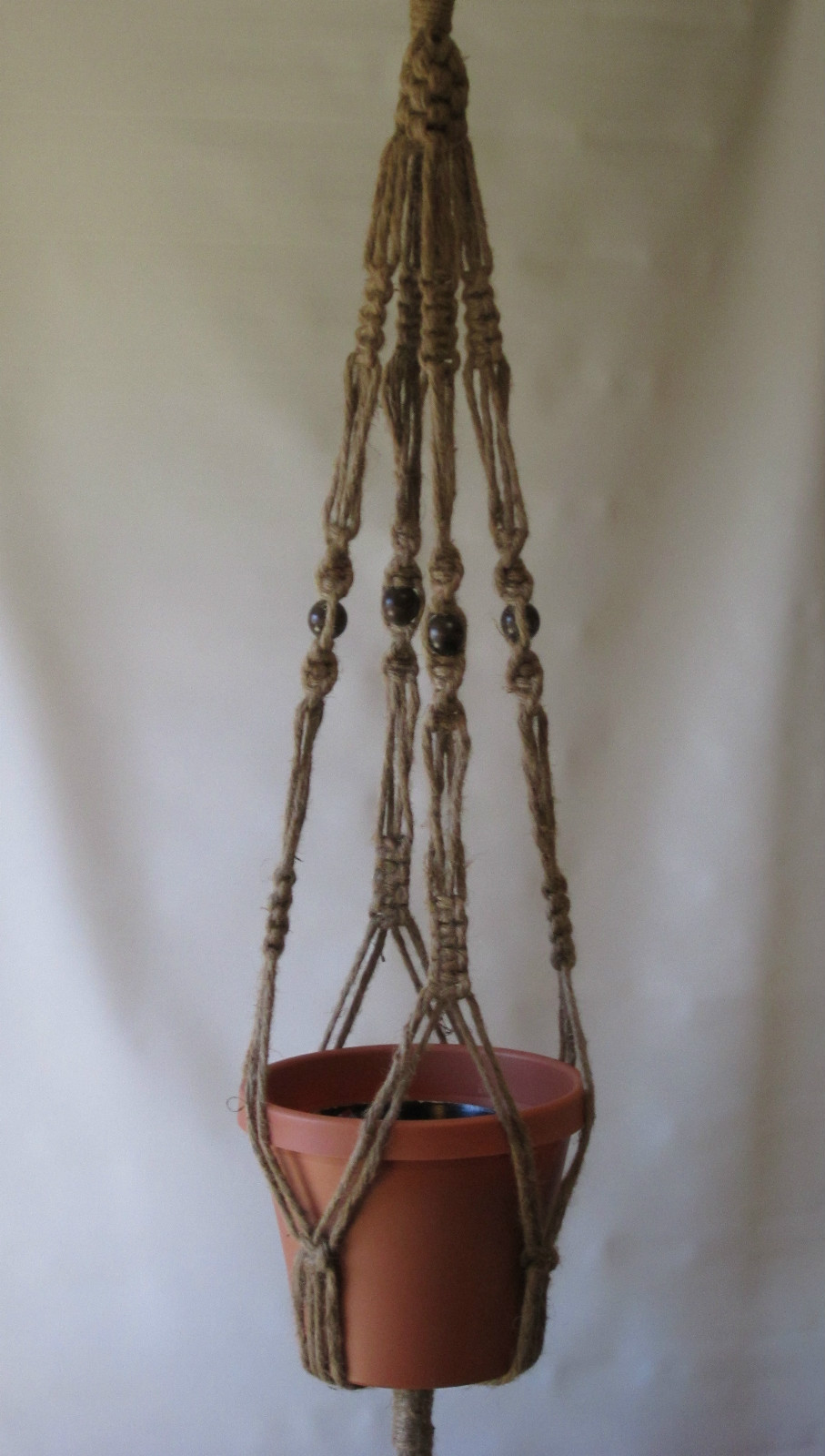 Macrame Plant Hanger 40 Inch with BEADS 6 ply ALL NATURAL JUTE gallery