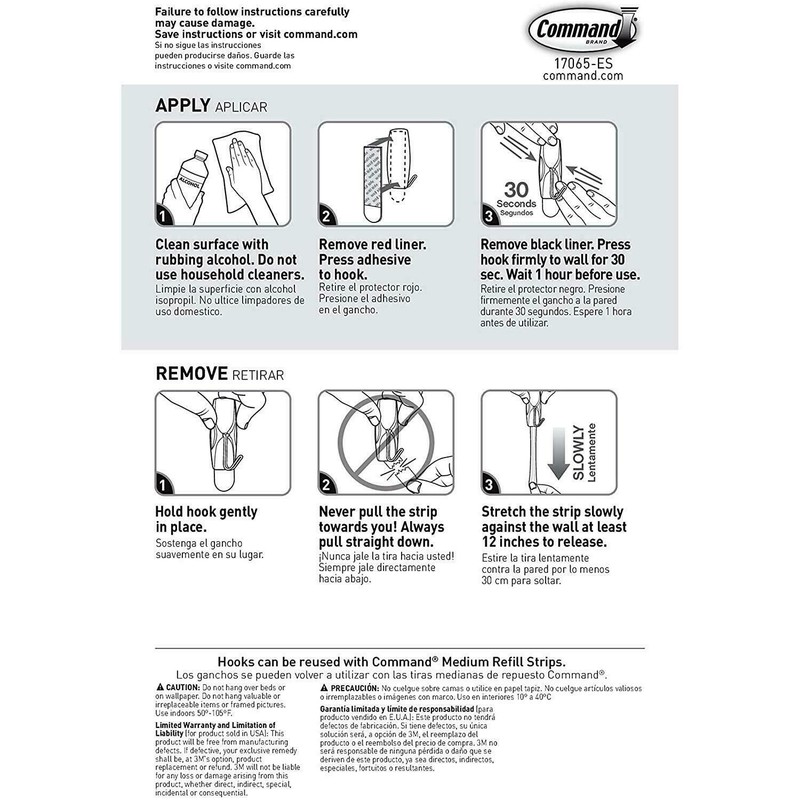 3 Packs 3M Command 2 Medium Clear Hooks & 4 Adhesive Strips Per Pack Max 2 lb gallery