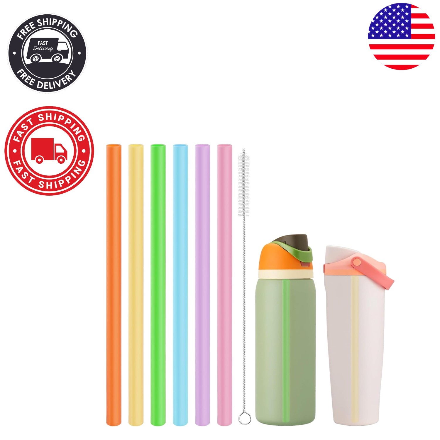Fun & Safe 6 Colorful Straws for Owala FreeSip Bottles - BPA-Free & Easy Clean gallery