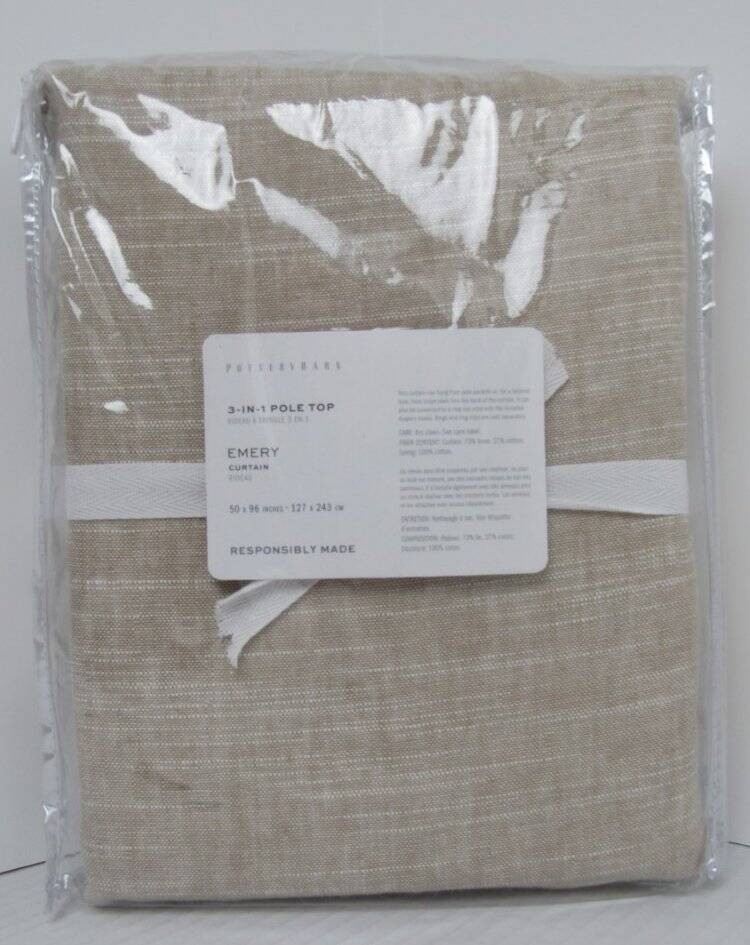 Pottery Barn Emery Linen Blackout Curtain, 50" x 96" Oatmeal NWT gallery