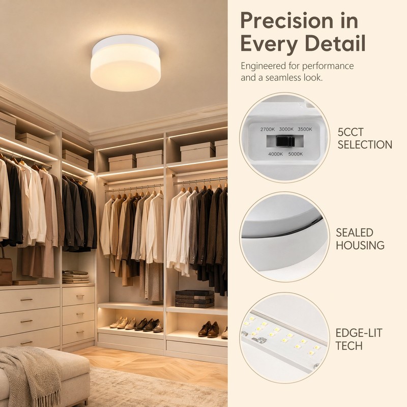 12'' Modern 24W LED Ceiling Light White 5CCT Dimmable Glass Flush Mount Fixture gallery