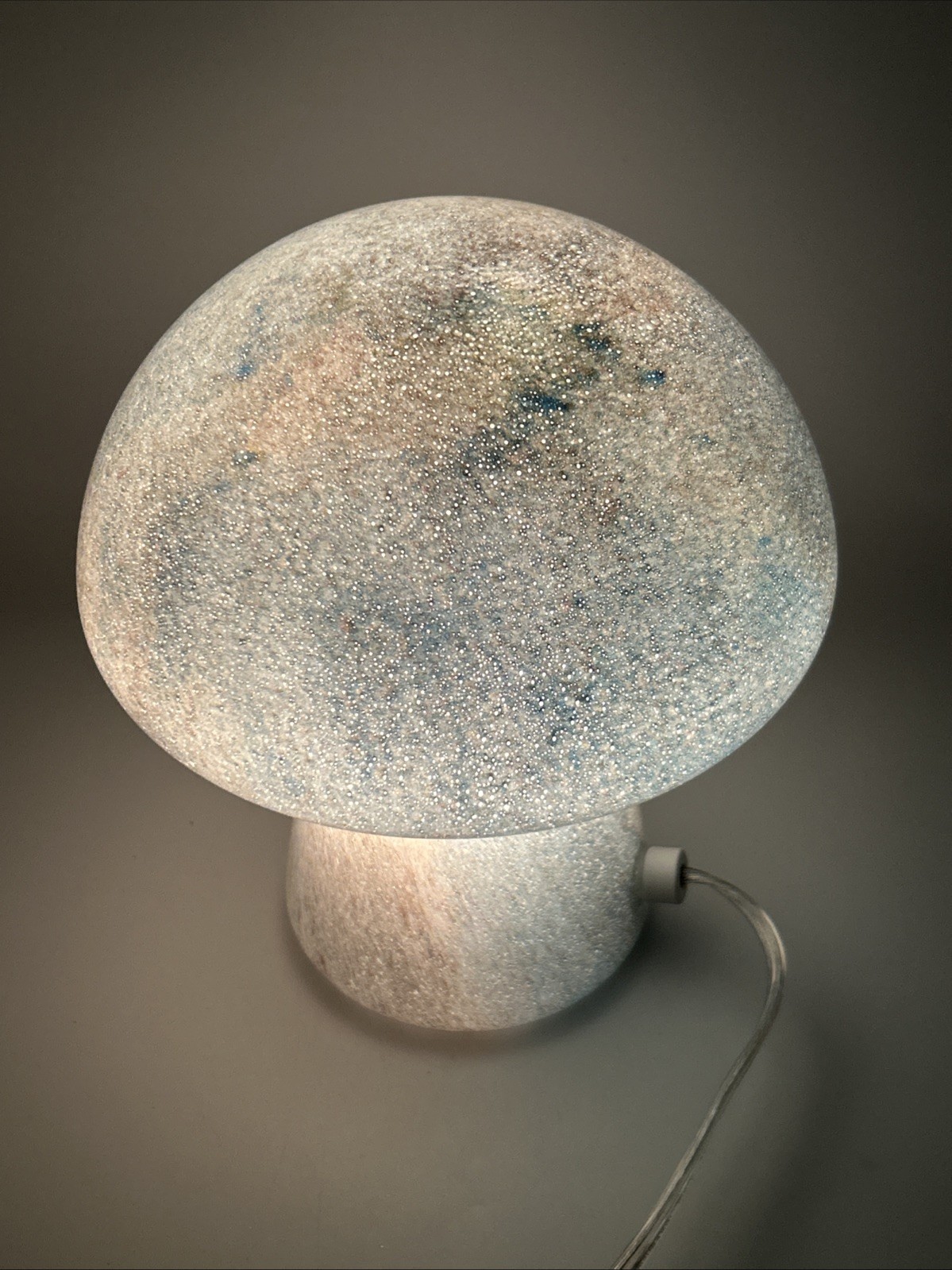 Celestial Moon Inspired Mushroom Glass Table Lamp Whimsical Boho -EUC gallery