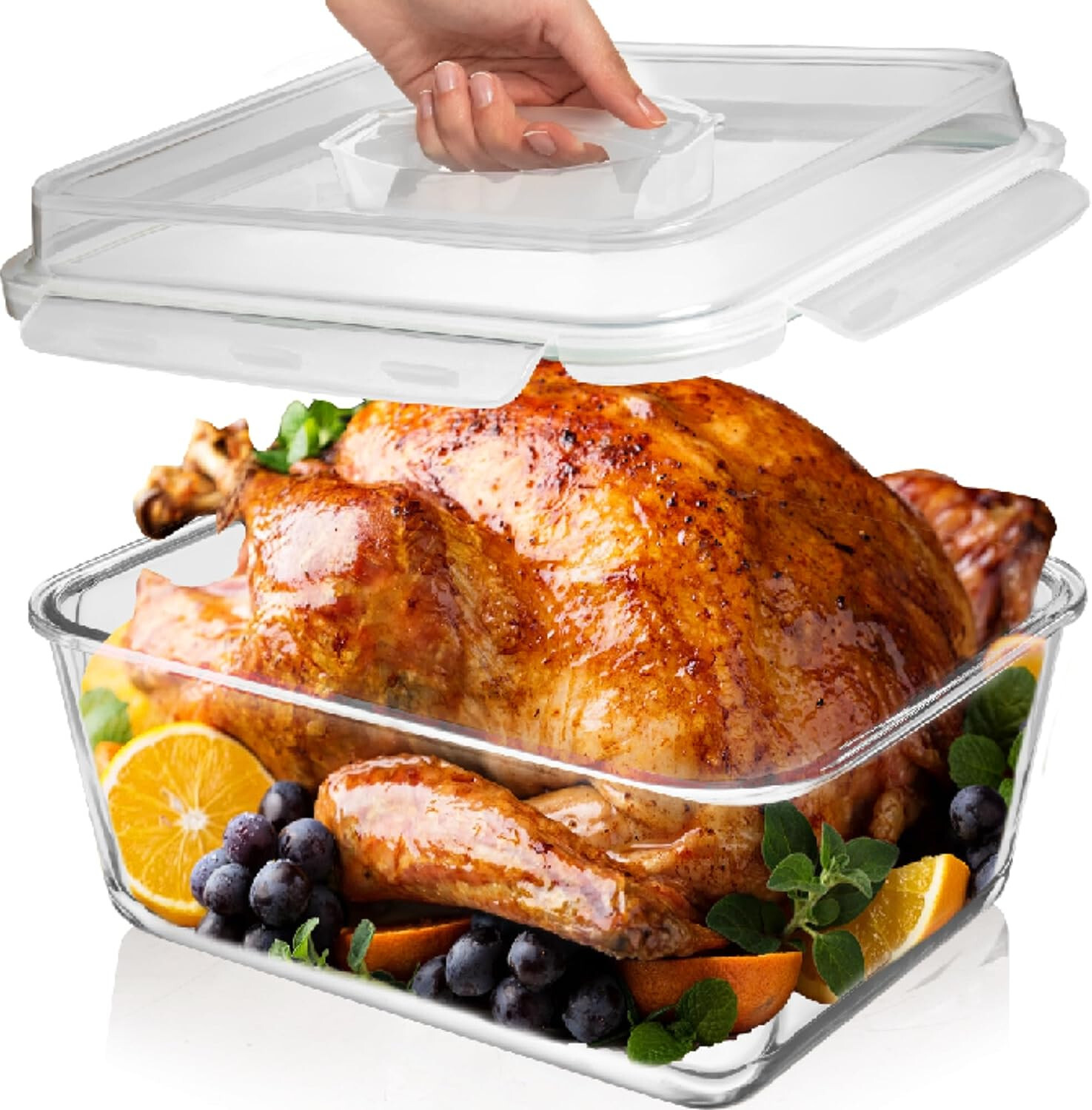 6500 ML / 220 oz / 28 Cup LARGE Glass Food Storage Container w Airtight Lid gallery