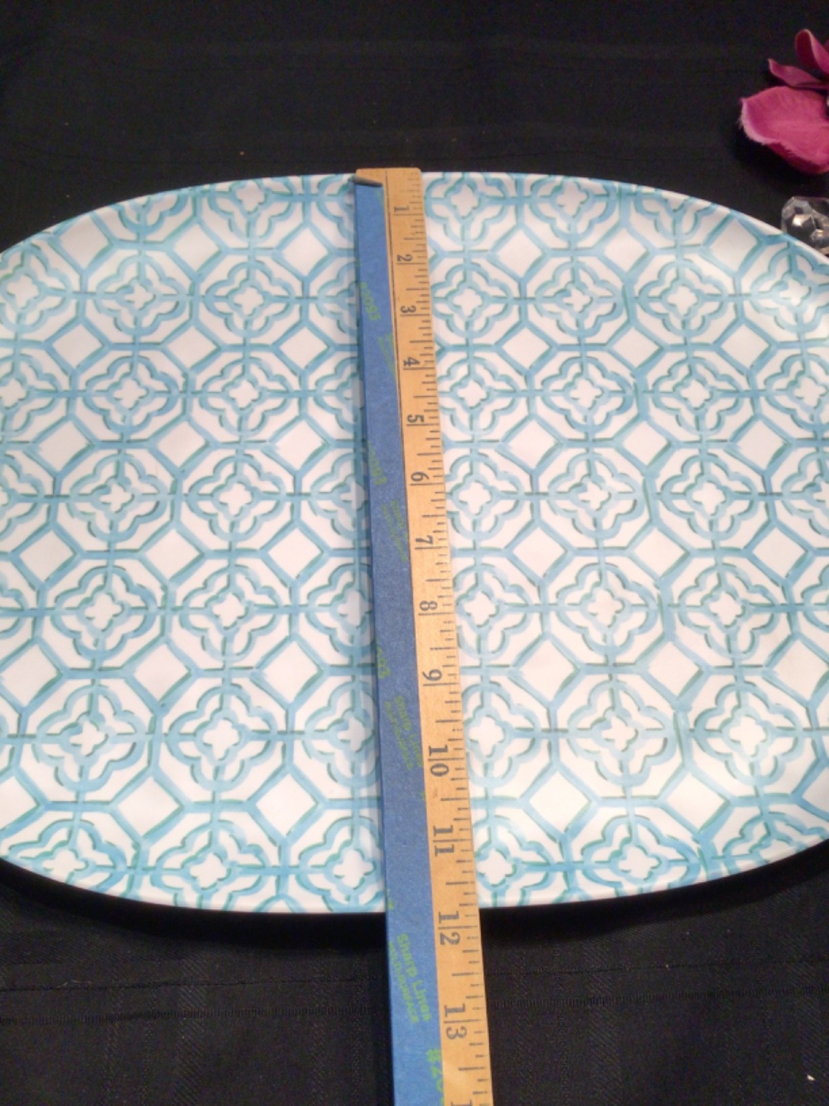 Merritt Melamine Serving Tray 20454 Turquoise Trellis 17 x 12 NEW gallery