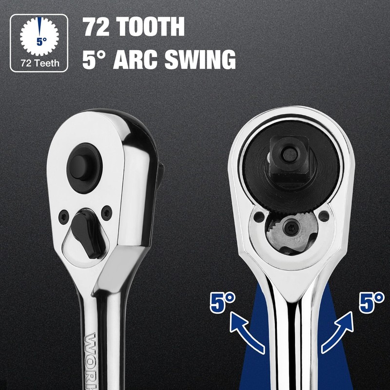 WORKPRO 3/8" Drive Ratchet Handle Quick-Release Reversible Ratchet Sets 72-Tooth gallery