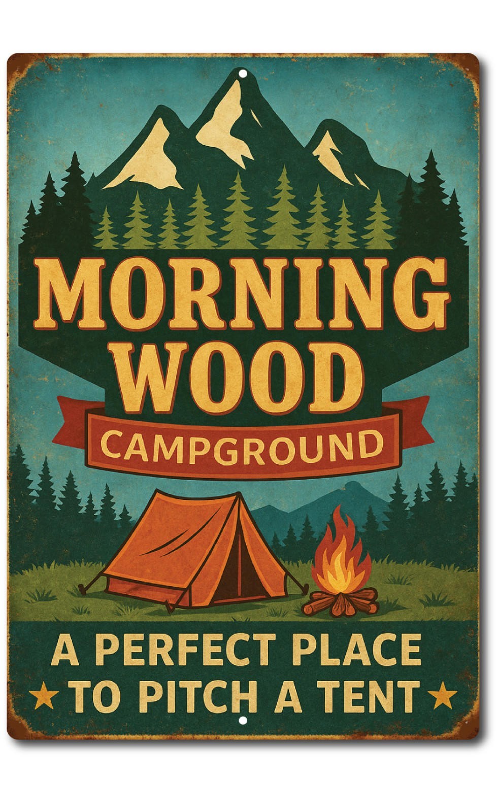 Camping Sign Rustic Aluminum 8x12 Distressed Vertical Door Mounted gallery
