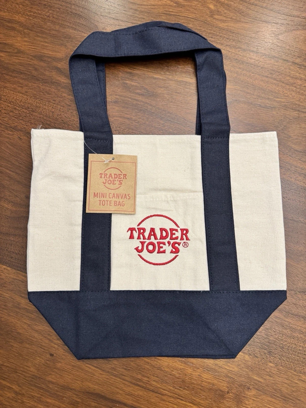 Trader Joe’s MINI Canvas Reusable Bag: Off White or Tan with Navy Blue gallery