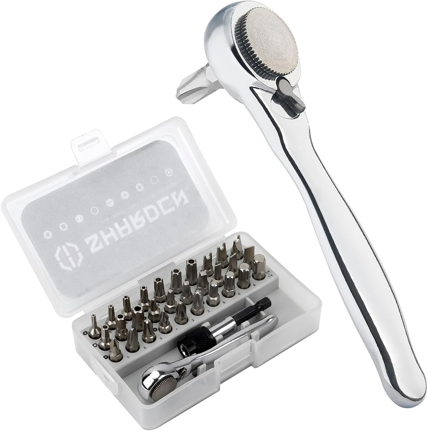32 in 1 Ratchet Screwdriver Bit Set with Right Angle Offset 1/4" High Torque Dri gallery