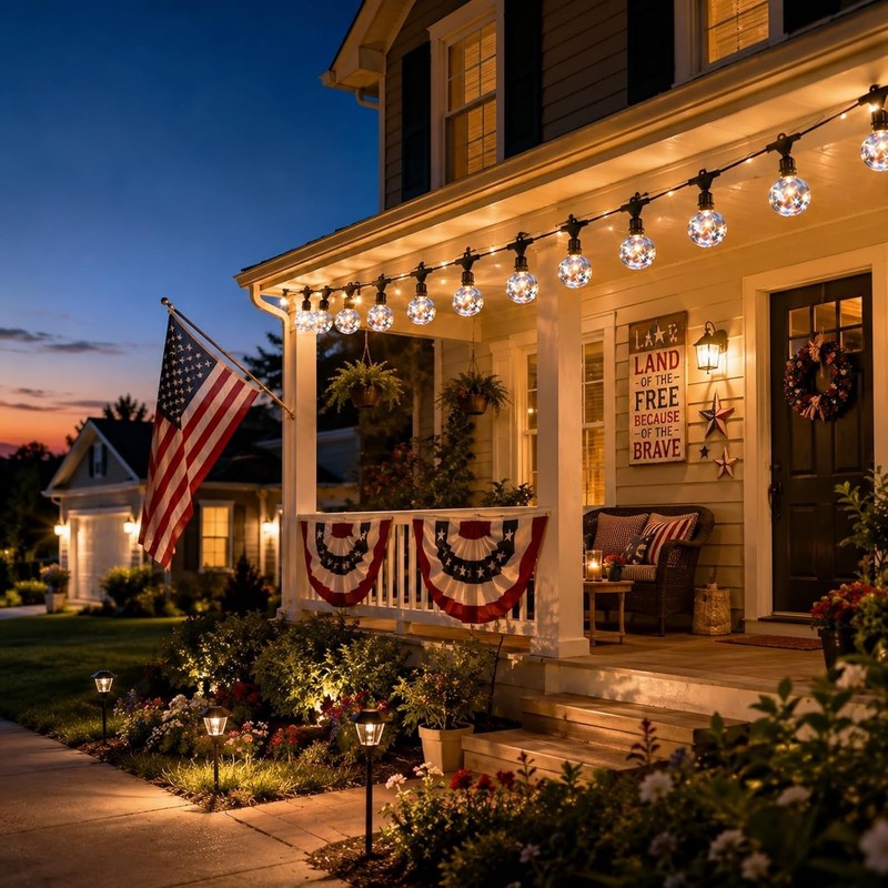 22Ft Patriotic String Lights, Red White Blue Globe String Lights Connectable ... gallery