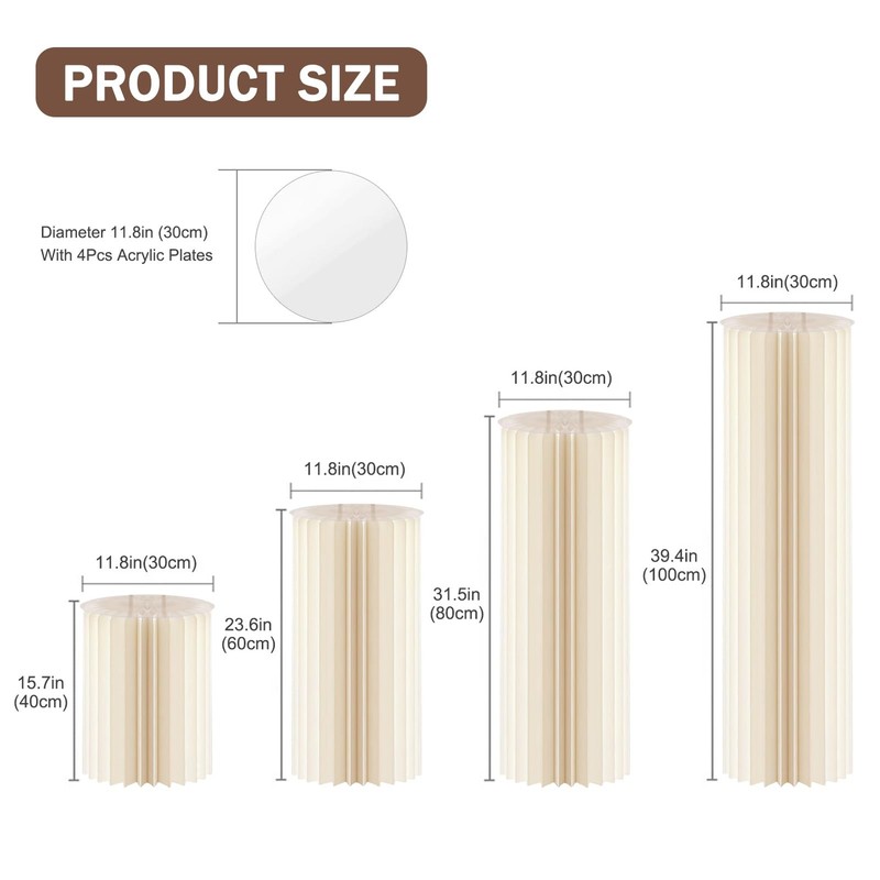 ** NEW 4-Pack Pedestal Stands | Foldable Columns | 120 lb Capacity | Acrylic Top gallery