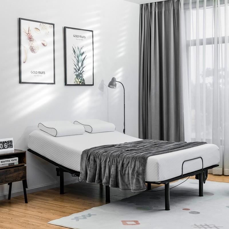 Costway Electric Adjustable Bed Base LED Lights Dual USB Easy Assembly Queen gallery