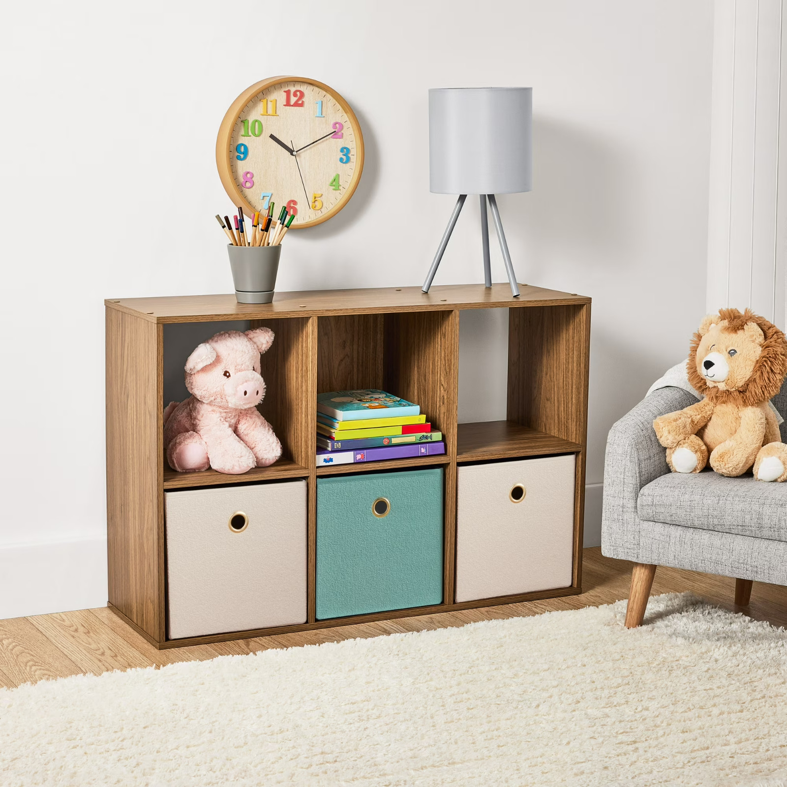 Mainstays 6 Cube Storage Organizer, Warm Walnut gallery