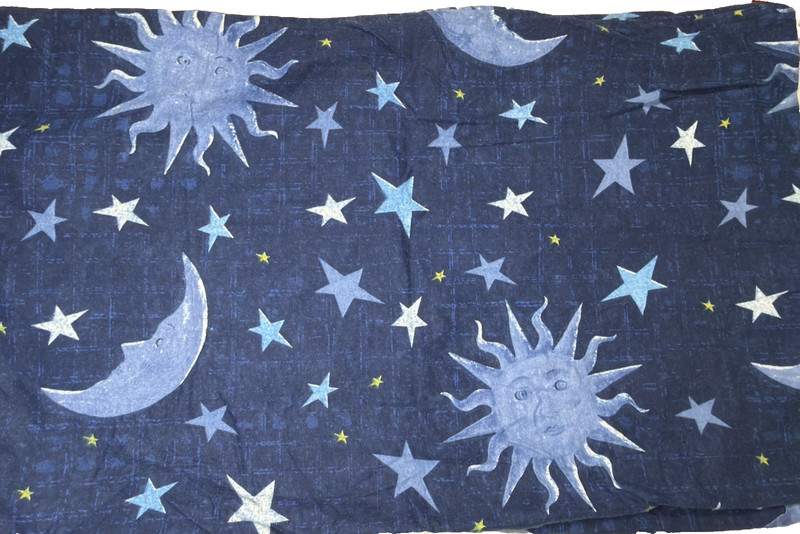 Celestial Pillowcase Set Blue STD Vtg Flannel Cotton Soft Sun Moon Star Bohemian gallery
