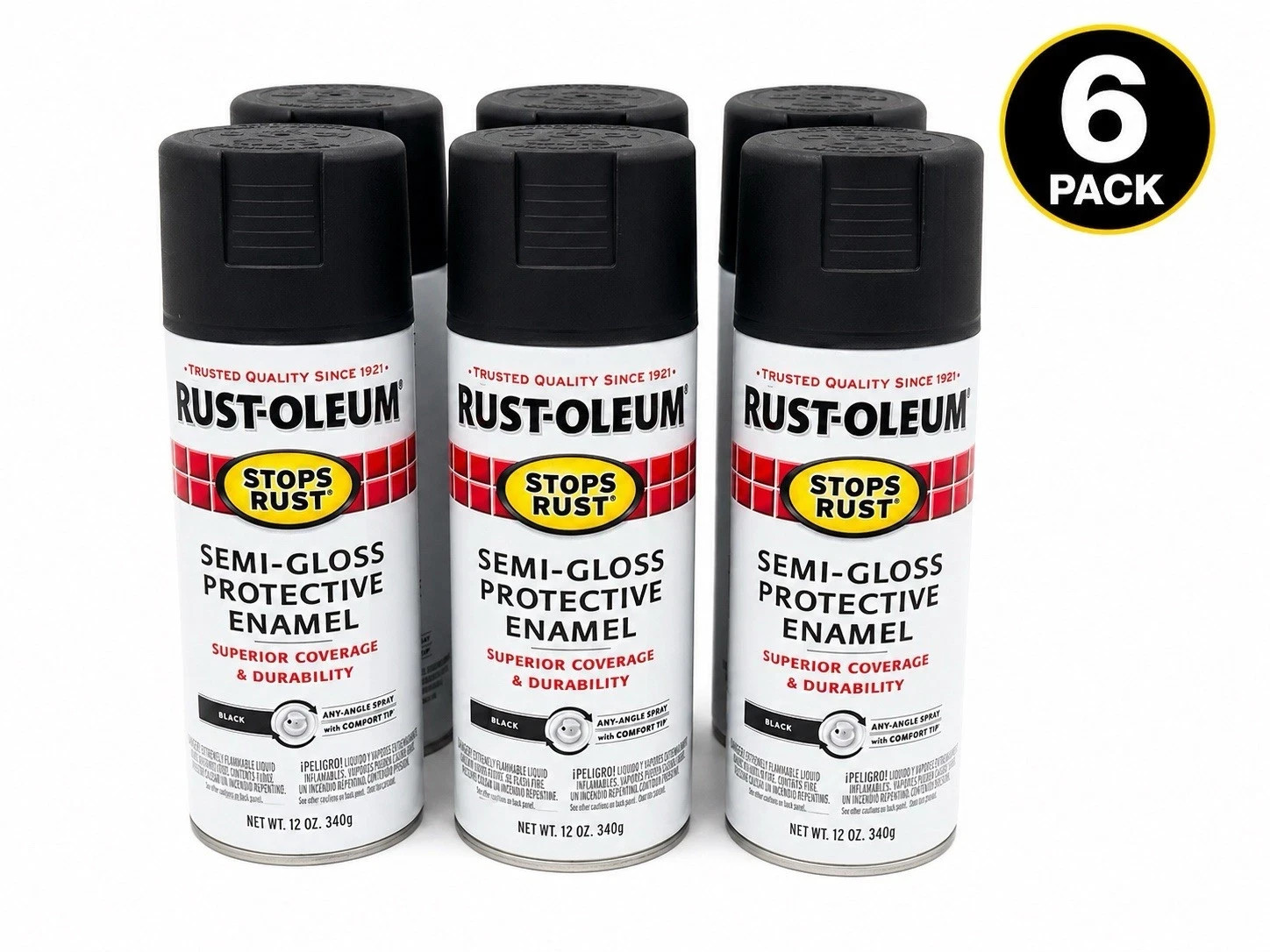Rust-Oleum 7798830-6PK Stops Rust Spray Paint, 12 oz, Semi-Gloss Black, 6 Pack gallery