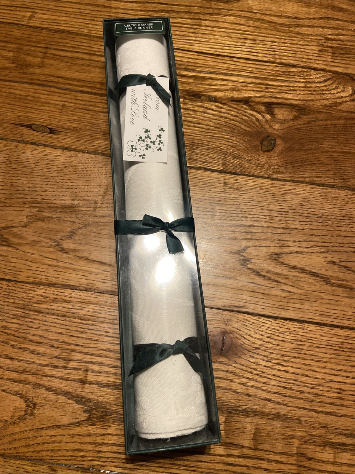NEW Irish Linen Damask Table Runner Made in Ireland gallery