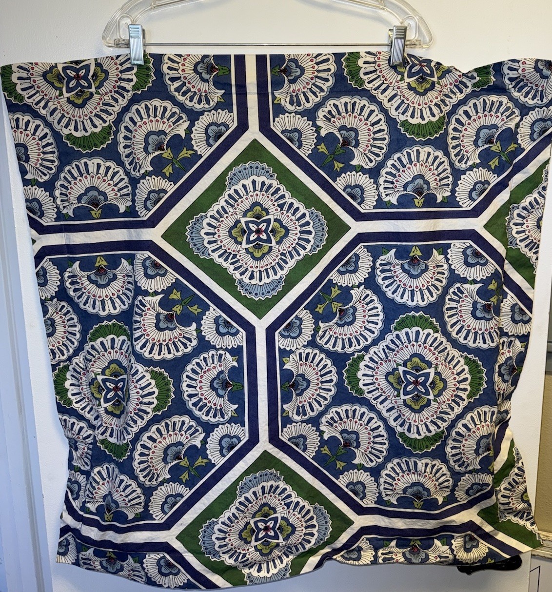 Pottery Barn Euro Sham Pillowcase 26" X 26" Soleil Blue Green Tile Medallion TWO gallery
