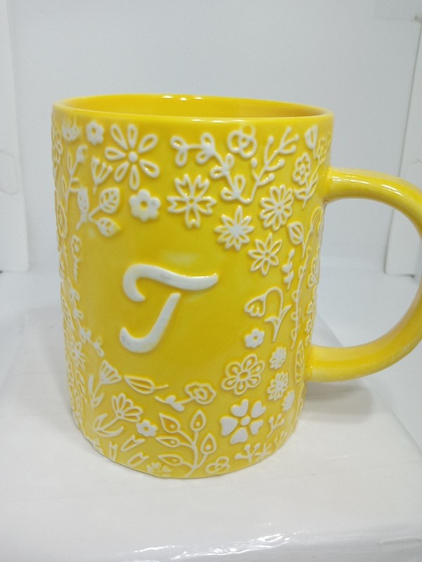 LETTER "J" MONOGRAM MUG. INITIAL "J" COFFEE MUG. "J" FLORAL DECO MUG. B400 gallery