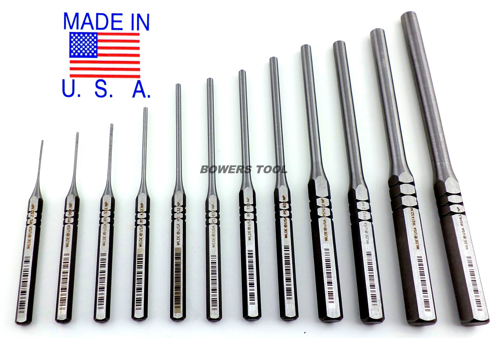 Wilde Tool 12pc Professional Roll Pin Spring Punch Set MADE IN USA w Pouch gallery