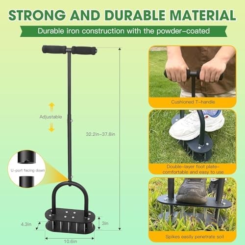 Automatic Lawn Aerator 15 Sharp Metal Spikes 3in Soil Yard Garden Tool gallery