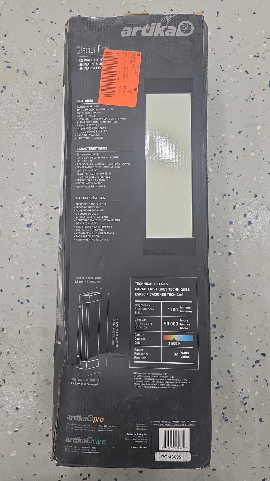 Artika Glacier Pro Black Modern Large Integrated LED Wall Light gallery