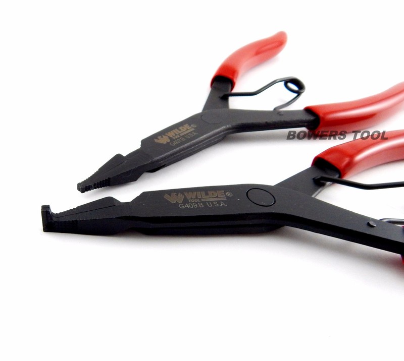 Wilde 9 in Right Angle & Straight Lock Ring Plier Set Snap Retaining Black Oxide gallery