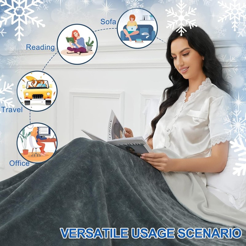 Cooling Throw Blanket Double-Sided Soft Bed Blanket for Hot Sleepers 59x79" Gray gallery