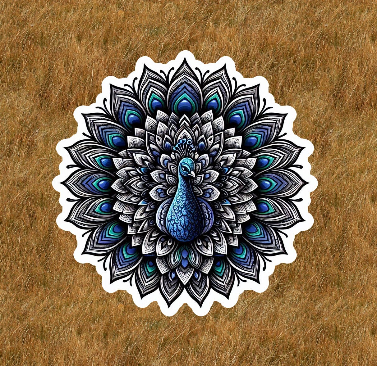 Beautiful peacock in a mandala design sticker decal - many sizes available gallery