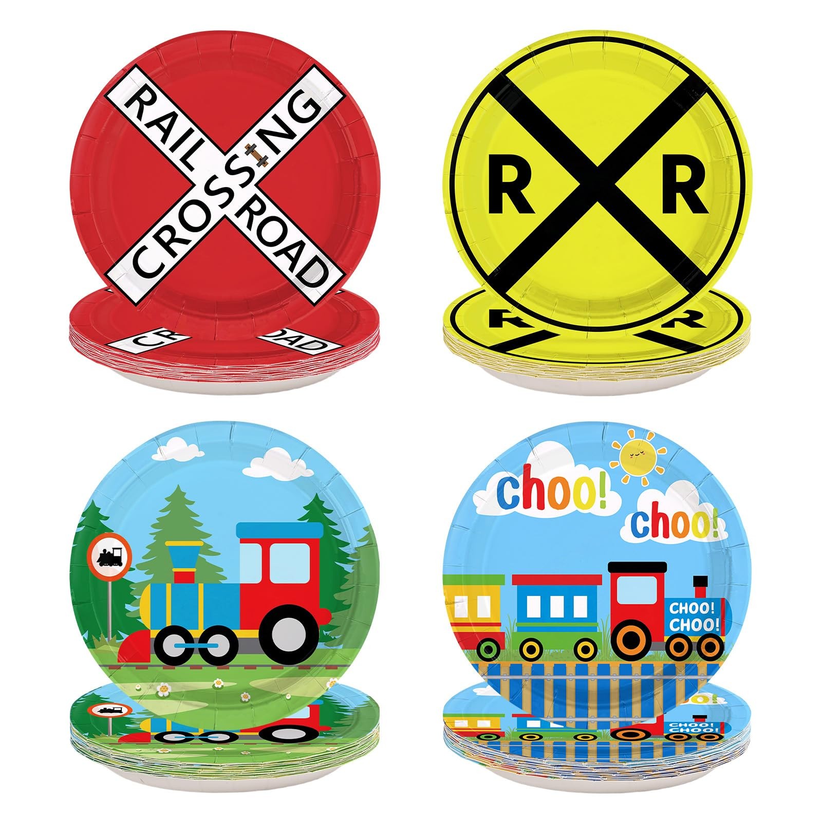 60Pcs Train Paper Plates 7" Disposable Railroad Transportation Heavy Duty Rai... gallery