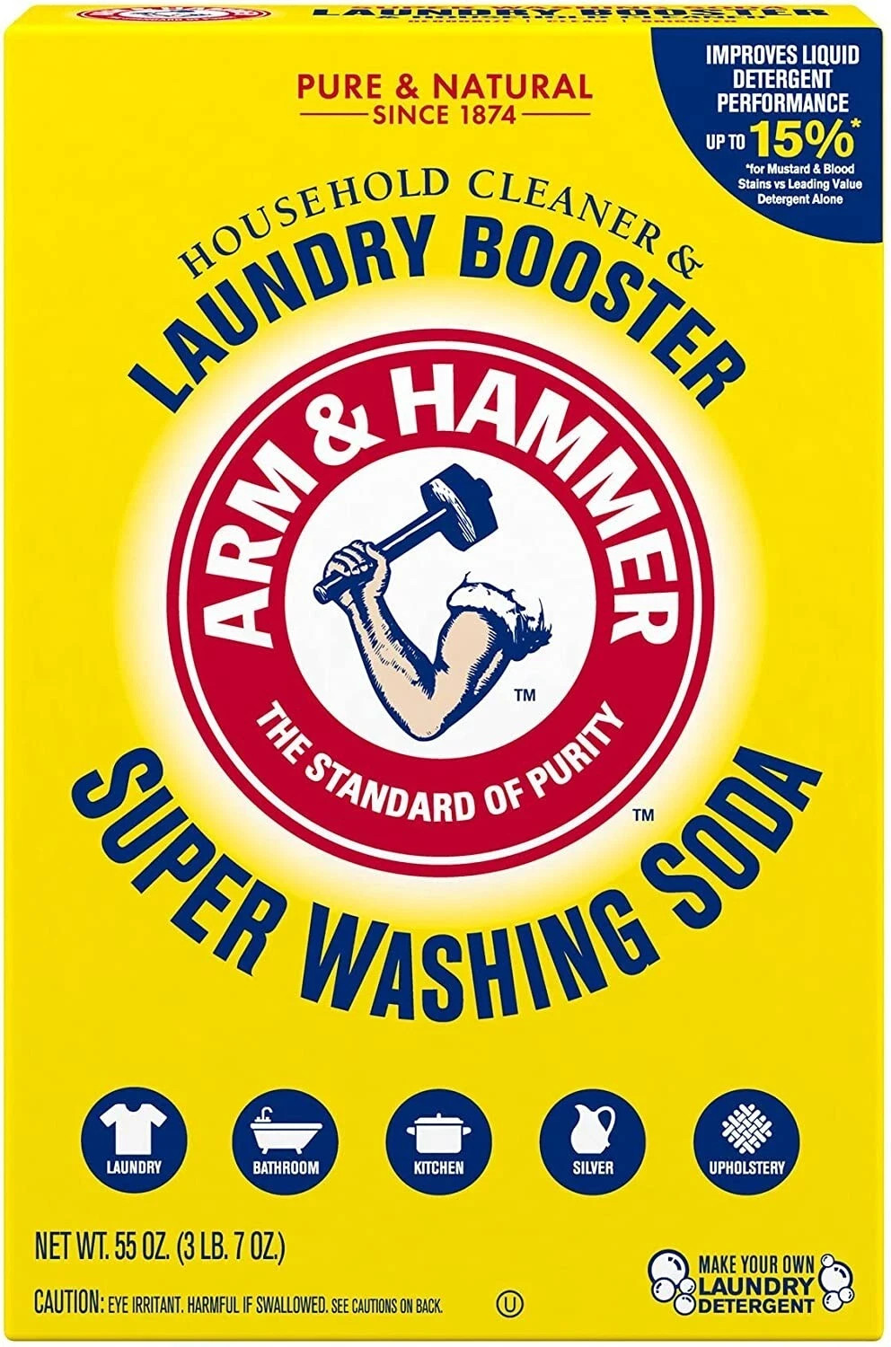 Arm & Hammer Super Washing Soda Detergent Booster & Household Cleaner, 55oz. gallery
