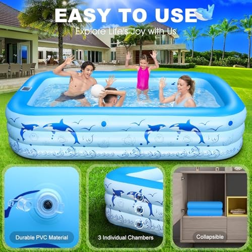 2026 Upgrade Inflatable Pool with Lights, Family Inflatable Swimming Pool for gallery