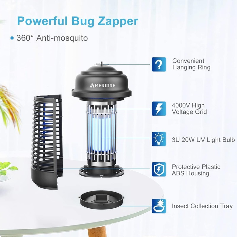 Bug Zapper for Indoor and Outdoor, 20W Electric Mosquito Zapper, Waterproof gallery