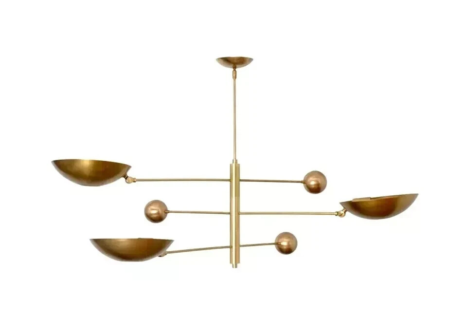 3 Light Pendant Mid Century Modern Raw Brass Sputnik chandelier light Fixture gallery