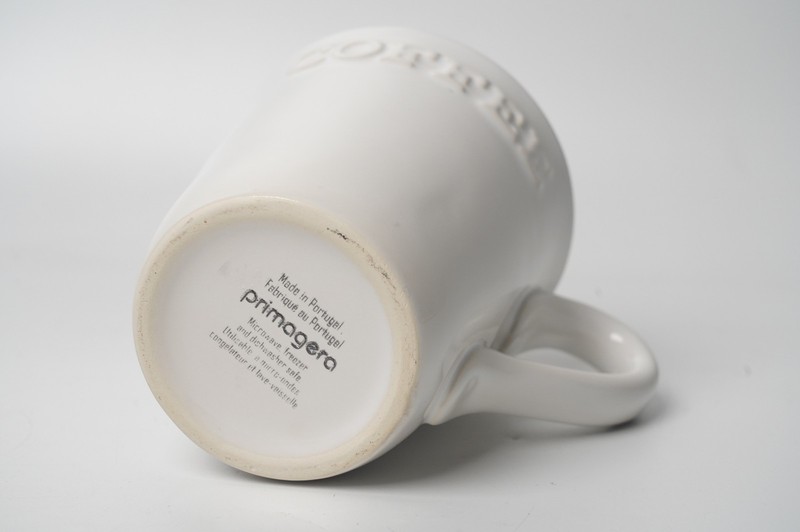 Primagera White Ceramic Embossed Coffee Mug Made in Portugal gallery