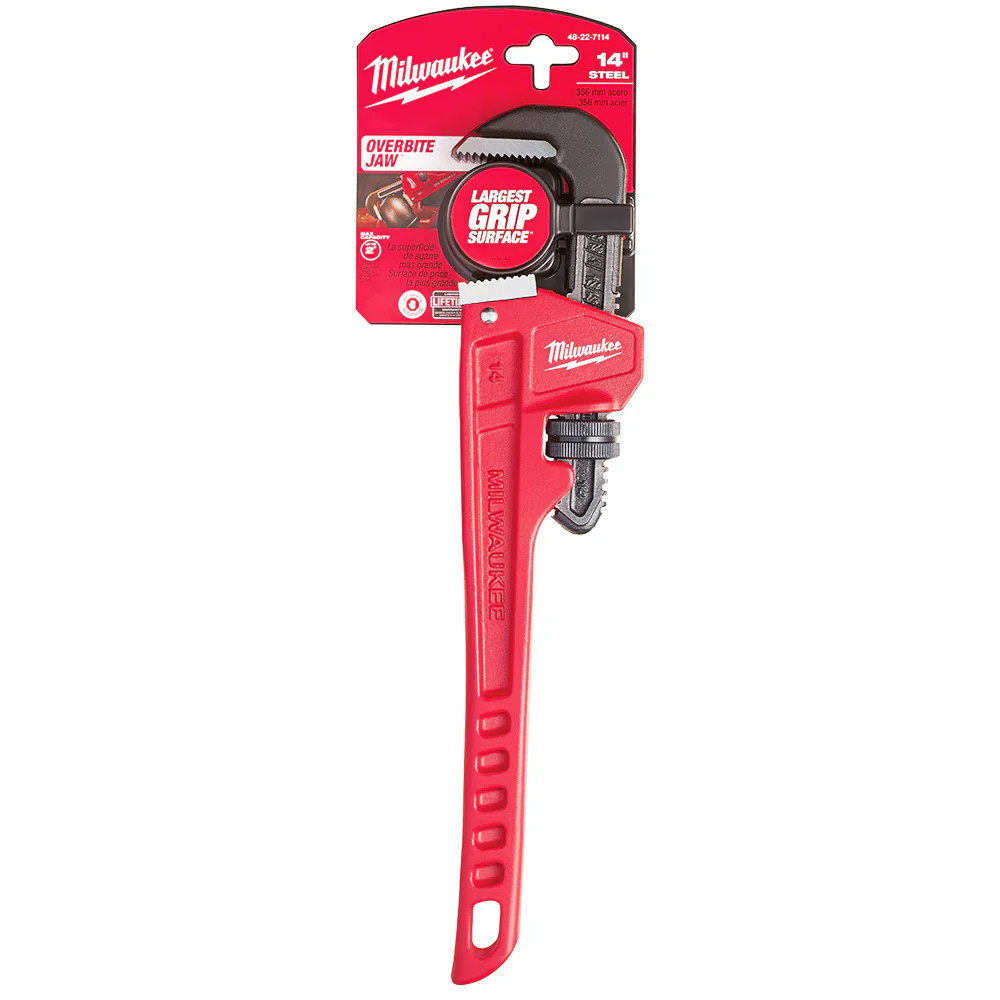 Milwaukee 48-22-7114 14-Inch Durable Steel Ergonomic Overbite Pipe Wrench gallery