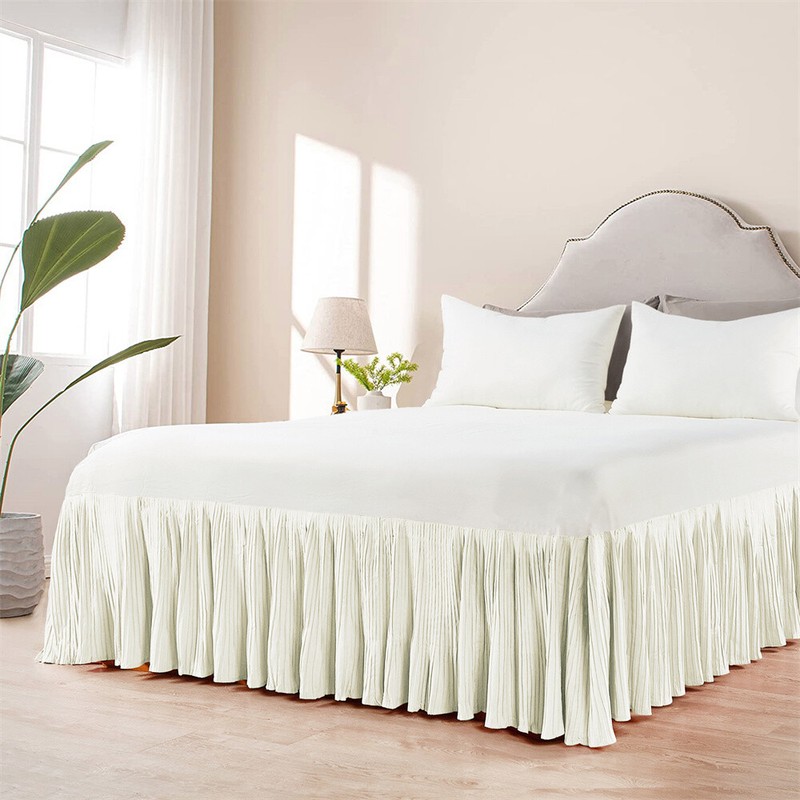 Lightweight Pleated Bed Skirt Queen King 18'' Drop Easy Fit , Solid Color gallery