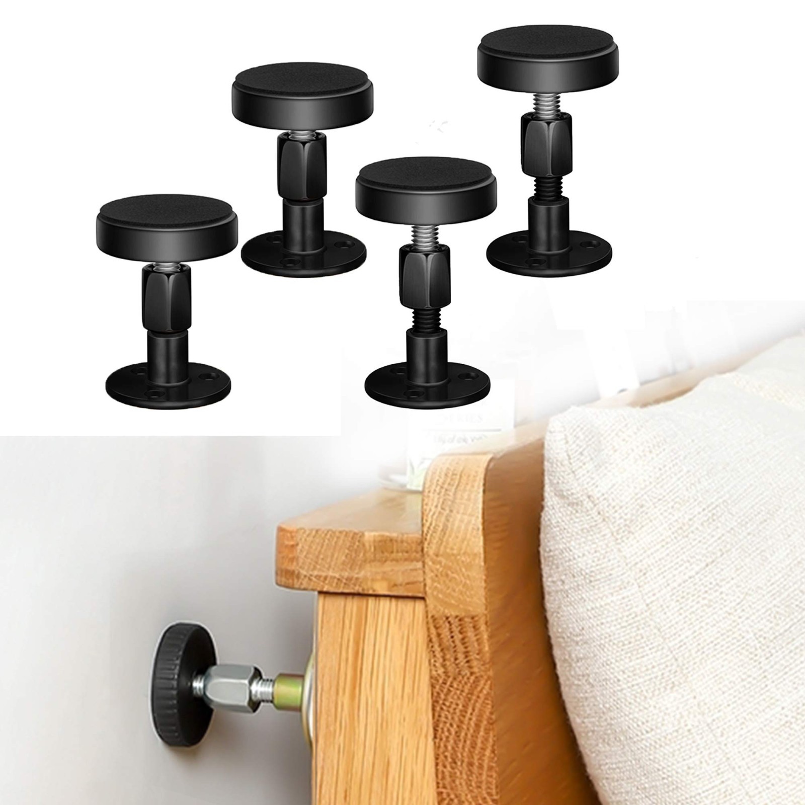 4 Pack 30-68mmSet Heavy Adjustable Bed Frame Anti Shake Tool Headboard Stoppers gallery