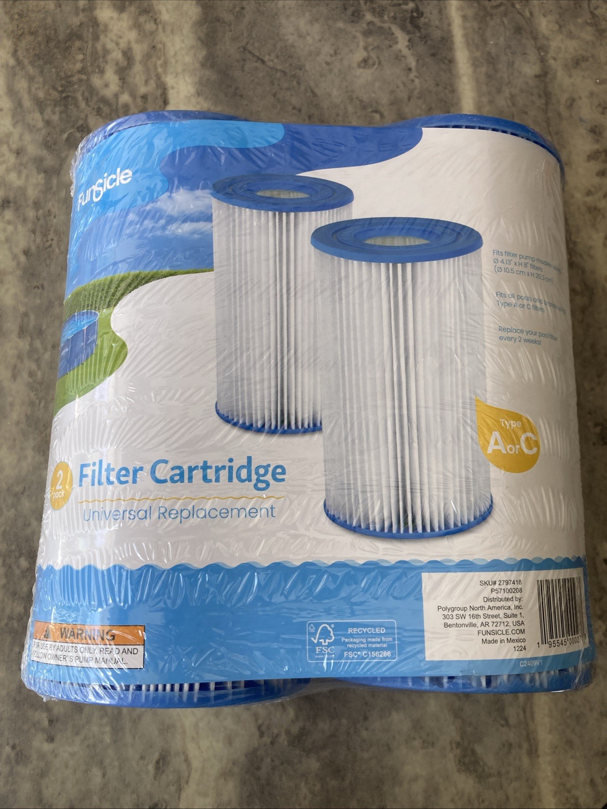2 pack Funsicle Filter Cartridge Universal Replacement Type A or C Pool Filter gallery