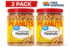 (2 pack) Great Value Honey Roasted Peanuts, 34.5 oz, Free Shipping.