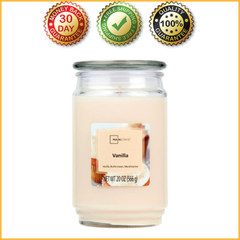 Mainstays Vanilla Scented Single-Wick Large Glass Jar Candle, 20 oz New