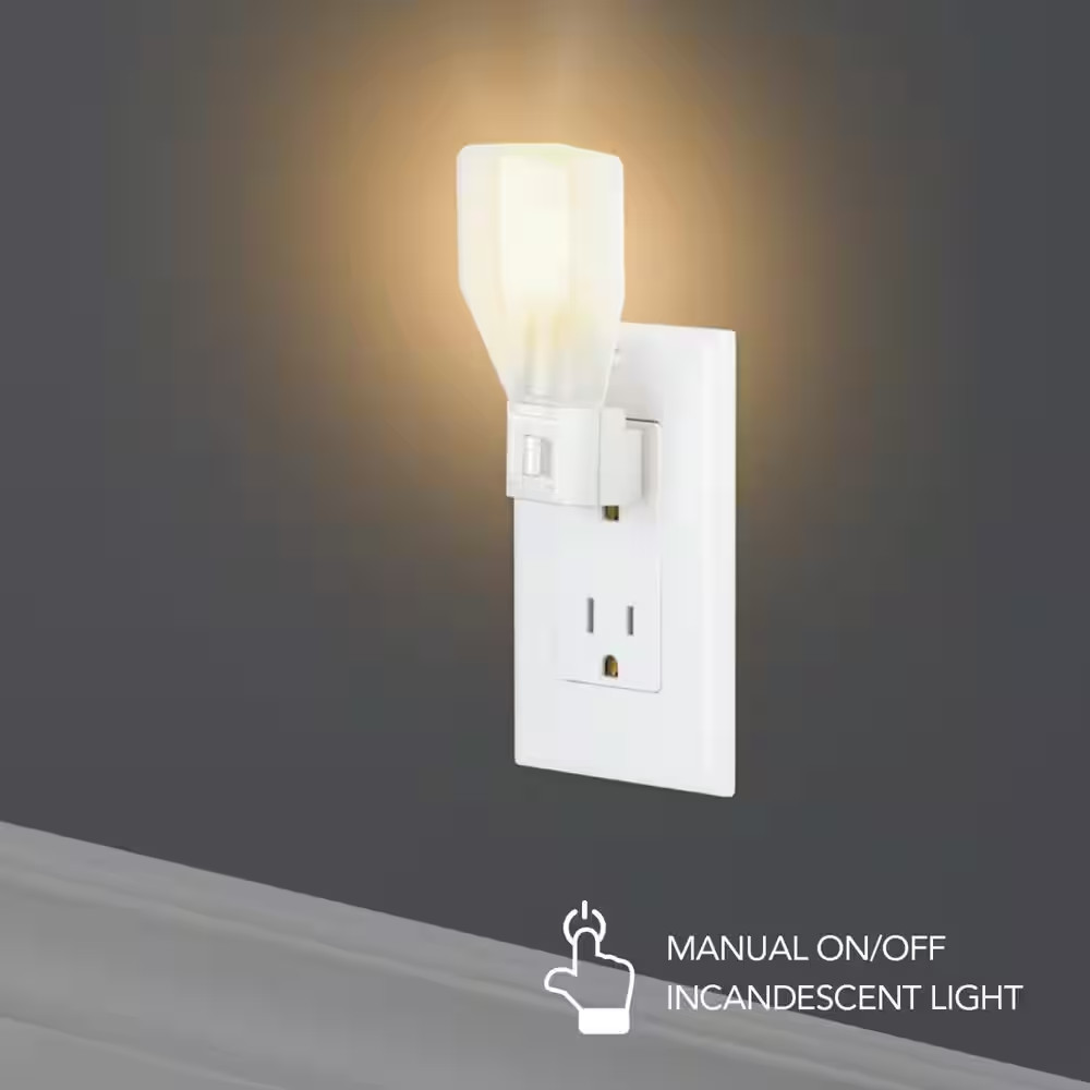3.28 in. Plug-In Manual On/Off Switch Incandescent Warm White Night Light 1-Pack gallery