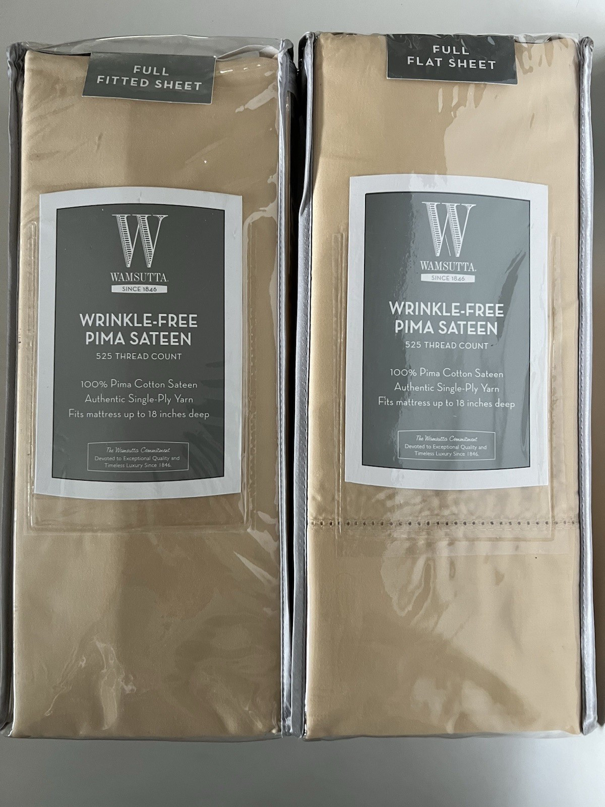Wamsutta Wrinkle Free Sateen 100% Pima Cotton 525 TC Full Fitted & Flat Sheets gallery