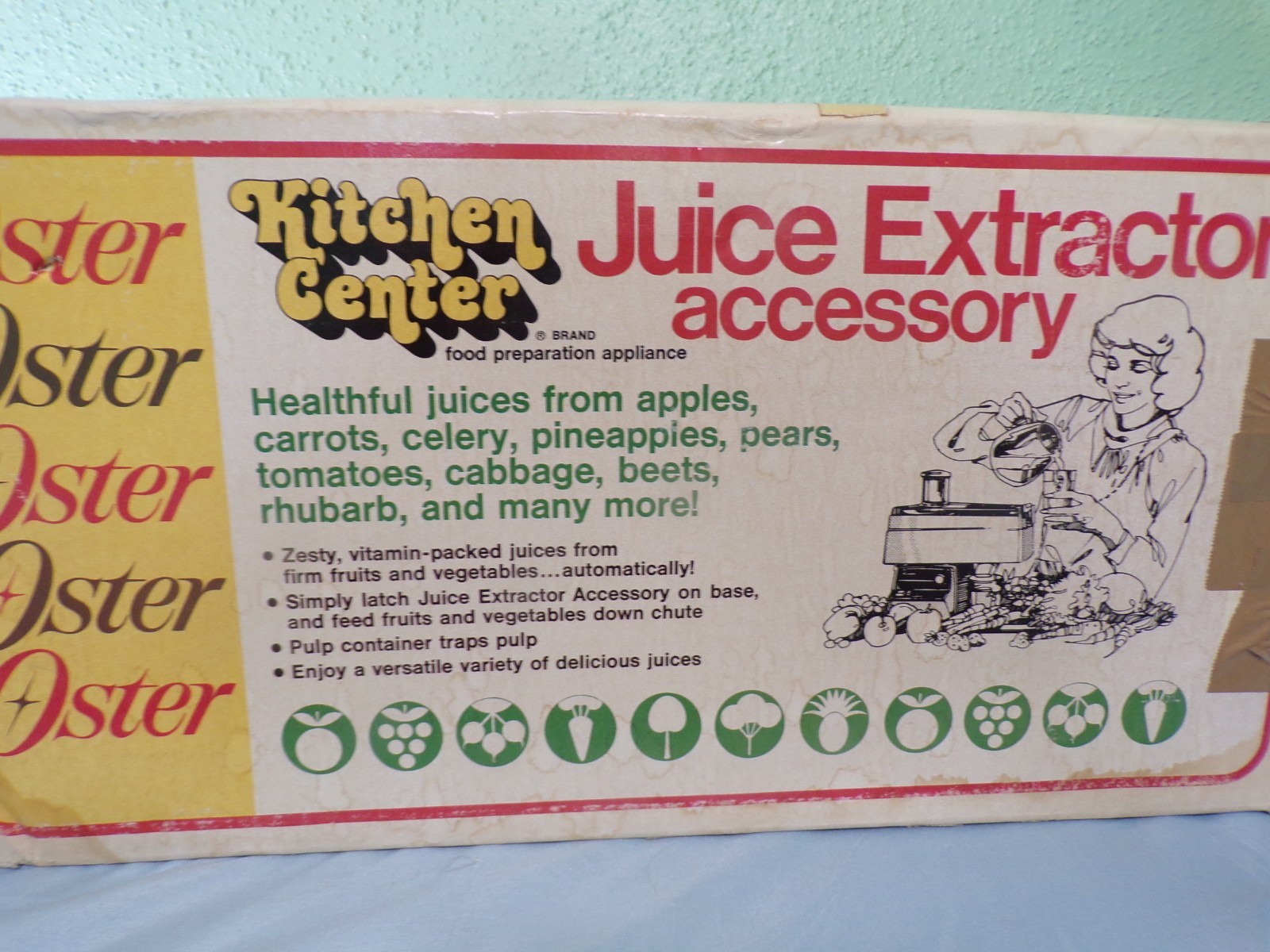Oster Kitchen Center Juice Extractor Accessory 1981 364-06 RARE NOS almond gallery