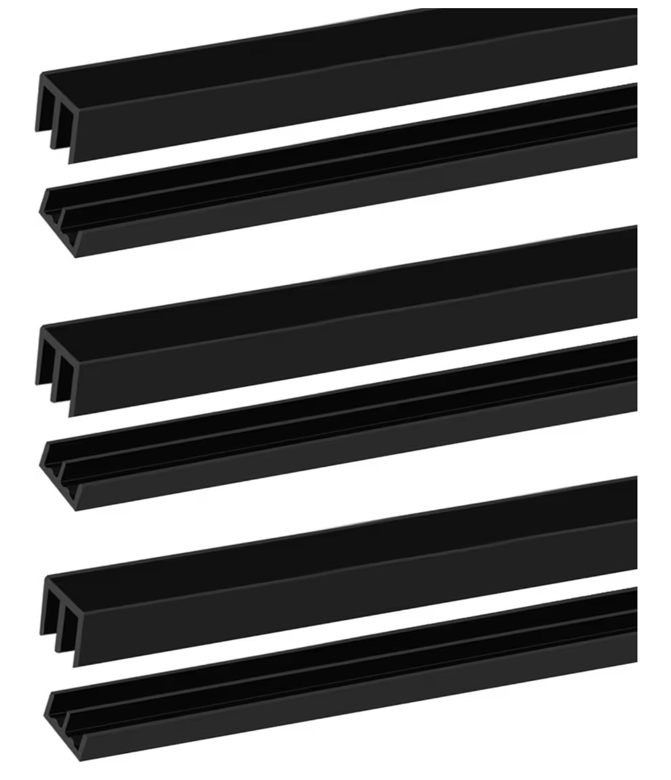 Sliding Door Track, Fit 1/4" Thick Panels, U Channel Rubber ,Black, 3Set gallery