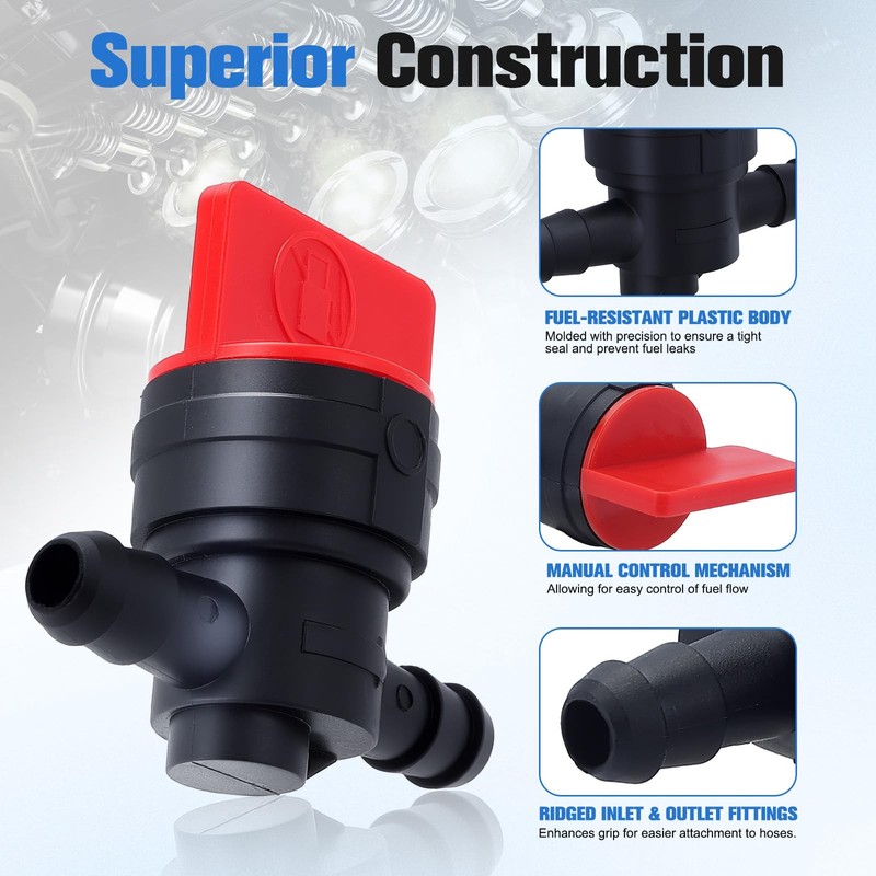 5pcs 1/4" InLine Straight Fuel Cut-Off Shut-Off Valve Petcock Riding Mower gallery