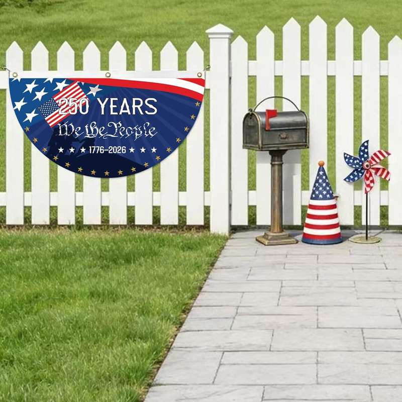 2 Pack 250th Anniversary USA Half Circle Flag Banner for Patriotic Celebrations gallery