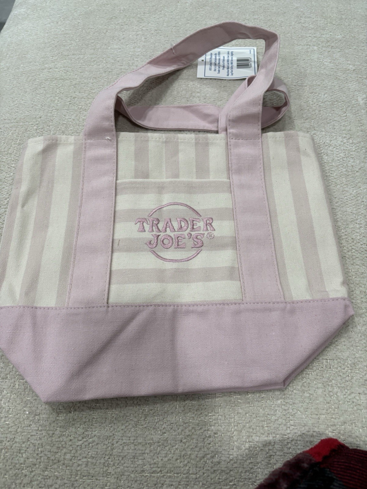 Trader Joe’s Mini Striped Canvas Tote Bag Pink Summer 2026 New with Tag gallery