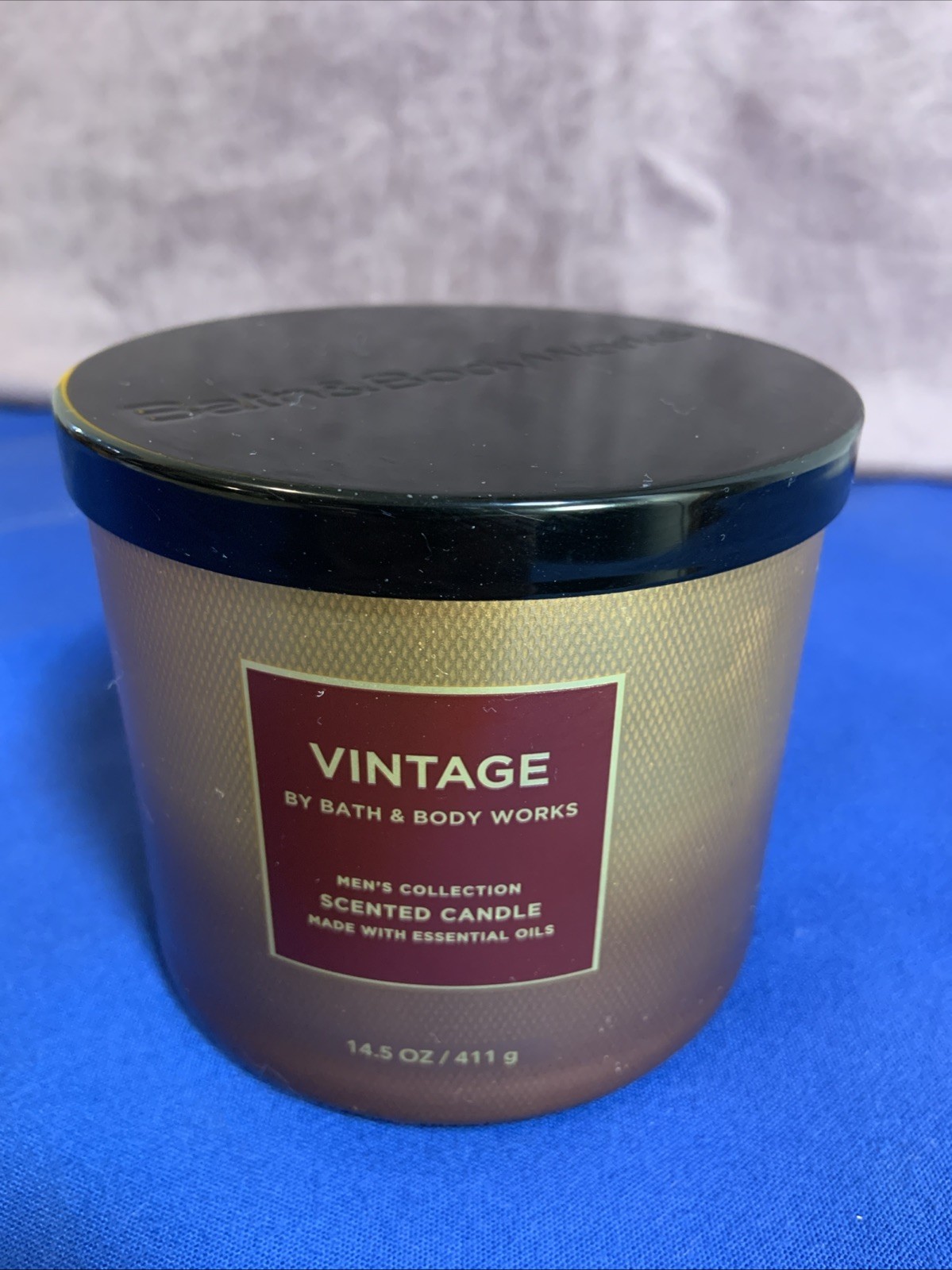 Bath Body Works VINTAGE Men's Cologne Scent Candle 3 Wick 14.5 oz RARE gallery