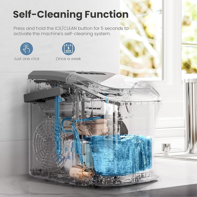 Countertop Ice Maker Machine, 8 Cubes in 6 mins, 26lb/Day 26Lbs/24H, Grey gallery