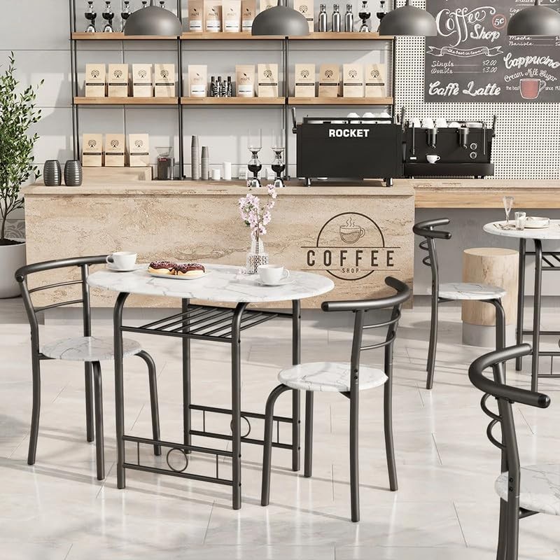 3-Piece Wooden Dining Table Set Kitchen Breakfast Nook Sets W/ 2 Chairs & Round gallery
