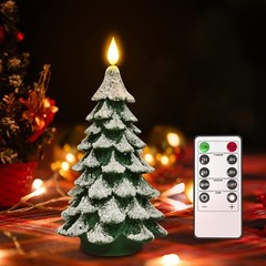 Christmas Tree LED Candle with Remote Timer, Pillar Candle Flameless Flickering